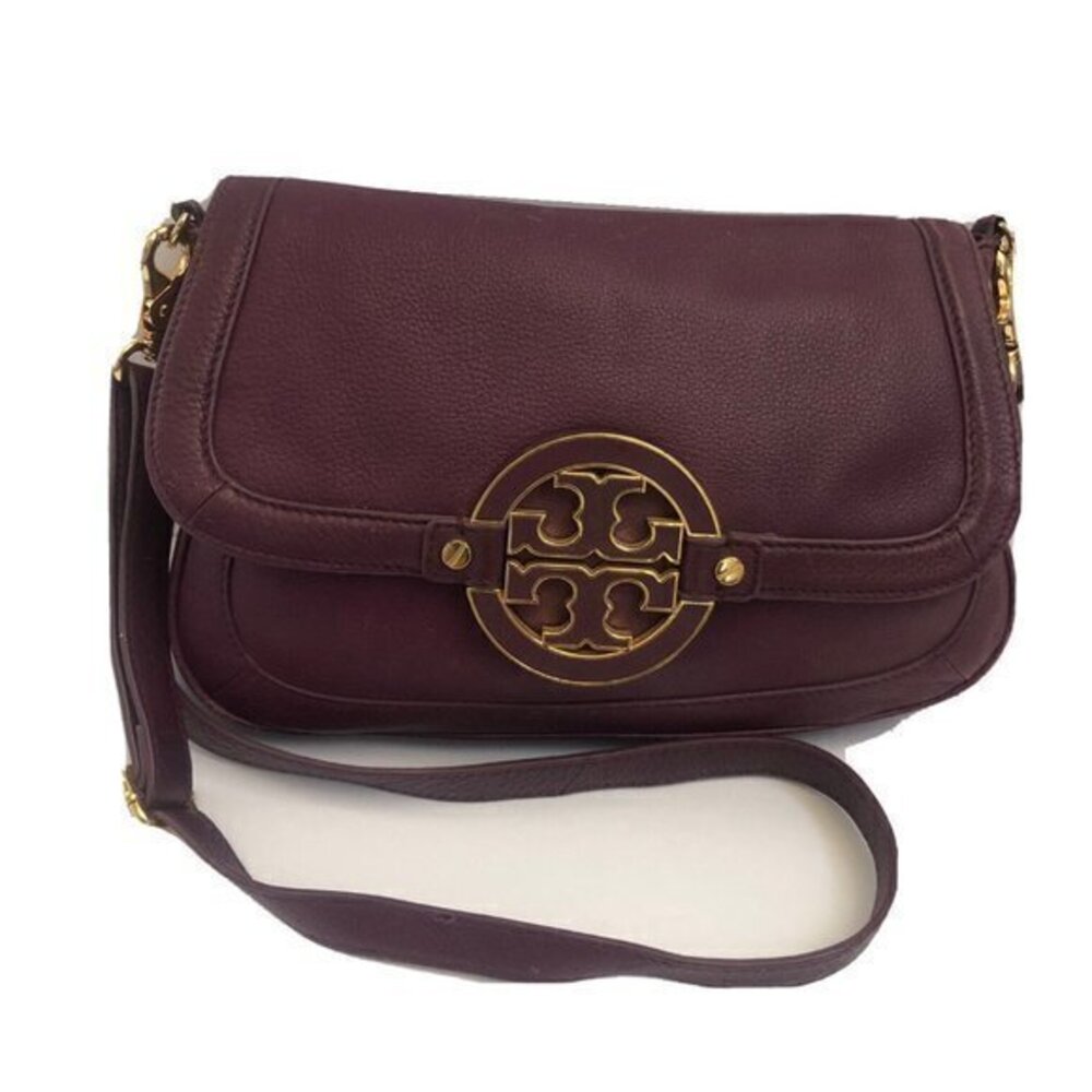Tory Burch  Handbag Crossbody  Leather plum Burgandy Purse Shoulderbag